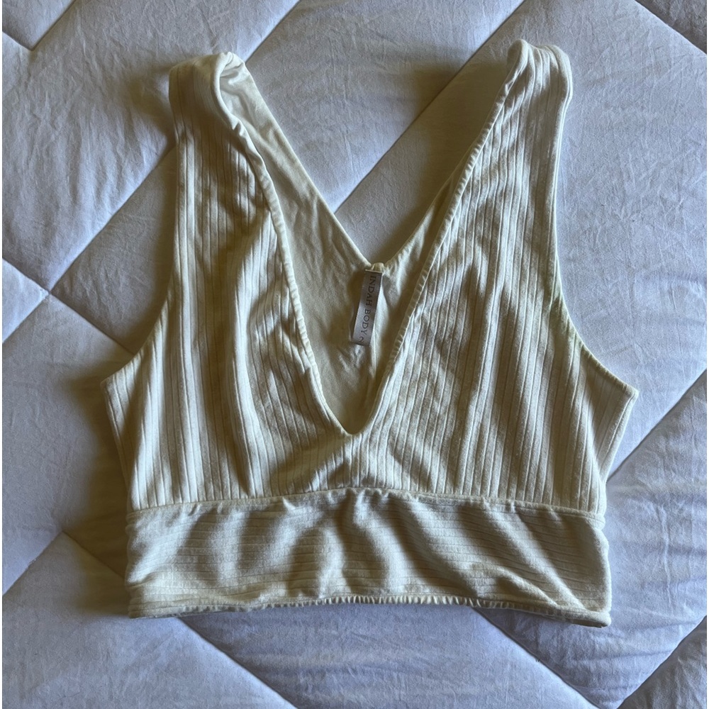 Indah Swim cropped ribbed tank top in white size 2